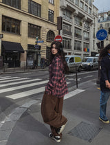 Solar loose fit hooded checkered shirt