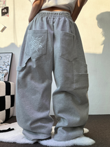 SUNNY SIDE UP☀CARPENTER TWO PINTUCK PARACHUTE BALLOON SWEAT PANTS 🖤🤍🩶3COLOR