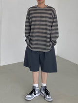 Nylon wide banding half pants 2C