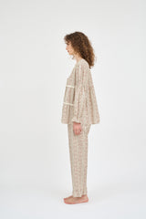(24230WTLLN) ULLALA PAJAMAS Mazzle Long Sleeve Two-Piece Cream (30'S) Free Size