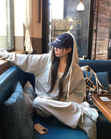 [Bellied made/Overfit] モーブニングカラーブロッキング2ウェイフード付きジップアップ