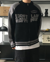 RM Nine lettering color combination knit zip-up (3C)
