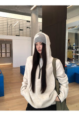 Niche Wide Hooded Wool Zip-Up Knitwear