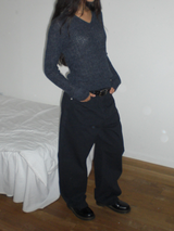 カーブワイドコットンパンツ [ダークネイビー]