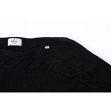 CABLE BOAT NECK KNIT-BLACK