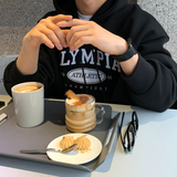 アーバンオリンピア刺繍ダブルミドルオーバーフィットフーディー