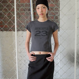 Number Stretch Tee chacol
