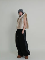 Tier Bambi Fake Fur Hooded Vest (Short Quilted)