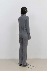 Button Slit Bootcut Pants / Charcoal