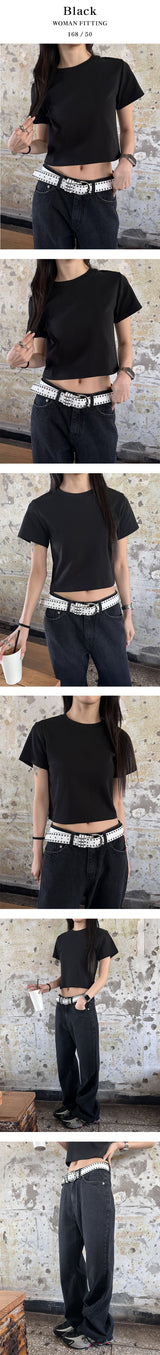 [BASIC ITEM] Basic semi crop t-shirts(4color)