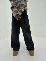 (UNISEX/ S-3XL) BALLOON DARK BLUE WIDE HAREM UNISEX PANTS