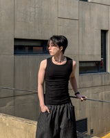 Cutting Line Ribbed Sleeveless Top
