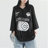 Glitter Metal Sporty V-Neck T-shirt