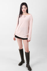 Loose Fit Corsage Knit Pink
