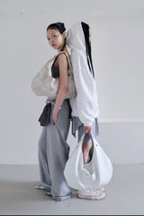 EYELET LEATHER BAG - LARGE (WHITE)