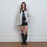C ROSE-STITCH LEATHER JACKET_GREY