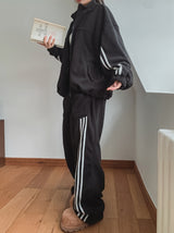 Reverse fleece string track pants