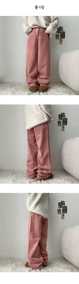 Pled corduroy wide pants[3 Tier Length]