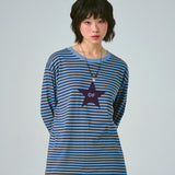 [UNISEX] オフスターストライプロングスリーブ