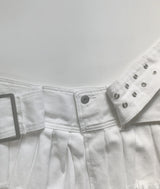 Tussi White Low-Waist Belt Skirt