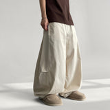 Low Banding Side Tuck Incision Cotton Wide Balloon Pants