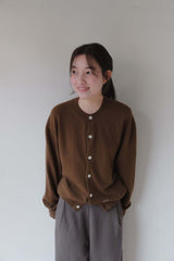キャッシュブレンドニットカーディガン (オリーブ)