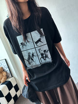ジュジュ フォーセクション ブラックホワイト オーバーサイズTシャツ - 4カラー