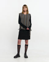 V neck knit Vest _ BROWN