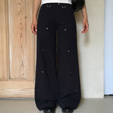 Kirif Slit Rivet Cotton Pants