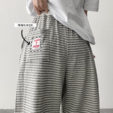 Petz Waist Color Stripe Back Pocket Patch Banding Wide Pants