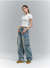 BTB : BLANK POCKET CARGO JEANS [BLUE CORE]