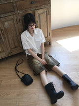 [4color] Tishan Cargo Bermuda Half Denim Short Pants