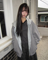 Debin Oversized Shirring Hooded Bomber Jacket