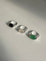 [92.5 silver] Point big stone ring (3color)