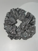 Double frill silver scrunchie