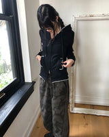 Muel ミリタリートラックバンドストラップポケットワイドフィットロングパンツ