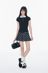 ポルカドット柄ショートプリーツスカート