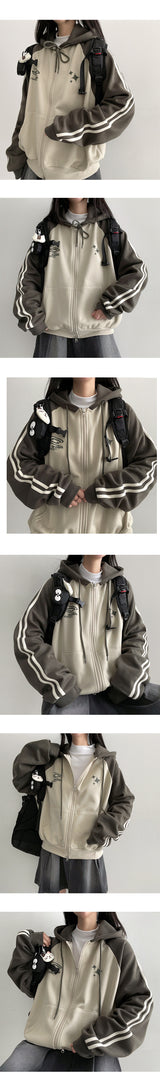 PM Raglan Coloring Fleece Hooded Zip-Up