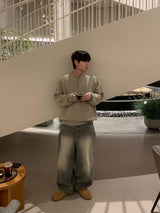  Gray Teen Wash Balloon Denim Pants
