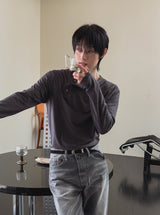 Trav Diagonal Henley Neck Long Sleeve T-shirt