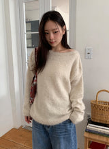 ナユヘアリップネックルーズニット