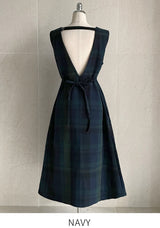 Mediz Wool Check A-line Vest Long One Piece