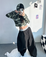 クロップミリタリーフーディ💚🖤