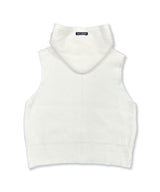 D Logo Star Stud Knit Hood ZIip Vest_Cream