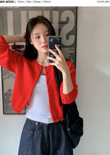 Nature Cashmere Crop Lambswool Knit Cardigan (9color)