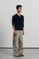 Need stripe wide denim pants(Ivory)