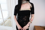 [香] Floral Lace Sleeveless & Bolero SET (Black)