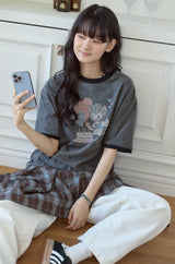 26SS★ Sweet Kitty Pigment Ringer Tee