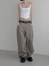 Poble Embroidered Patch Rivet Cotton Pants