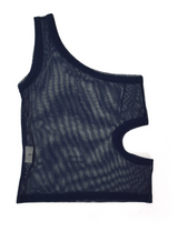 one shoulder mesh sleeveless(2color)